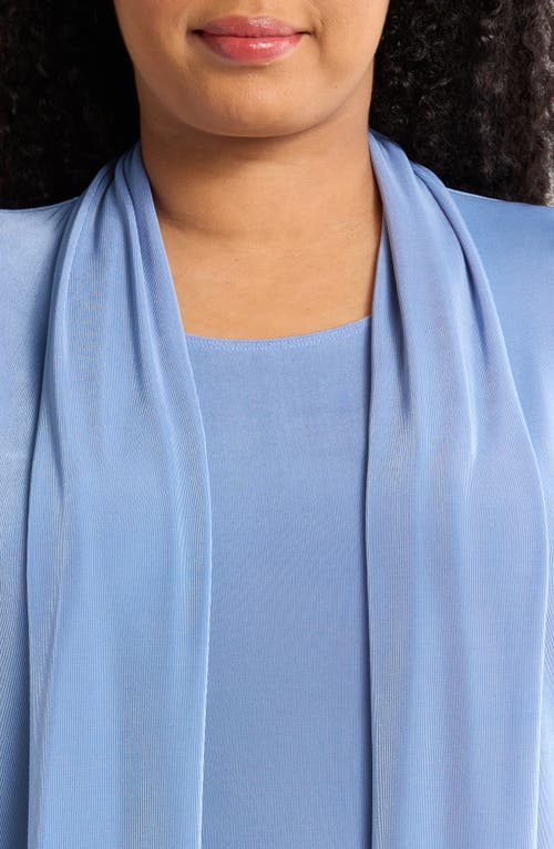 Vikki Vi Stretch Knit Open Front Jacket In Powder Blue
