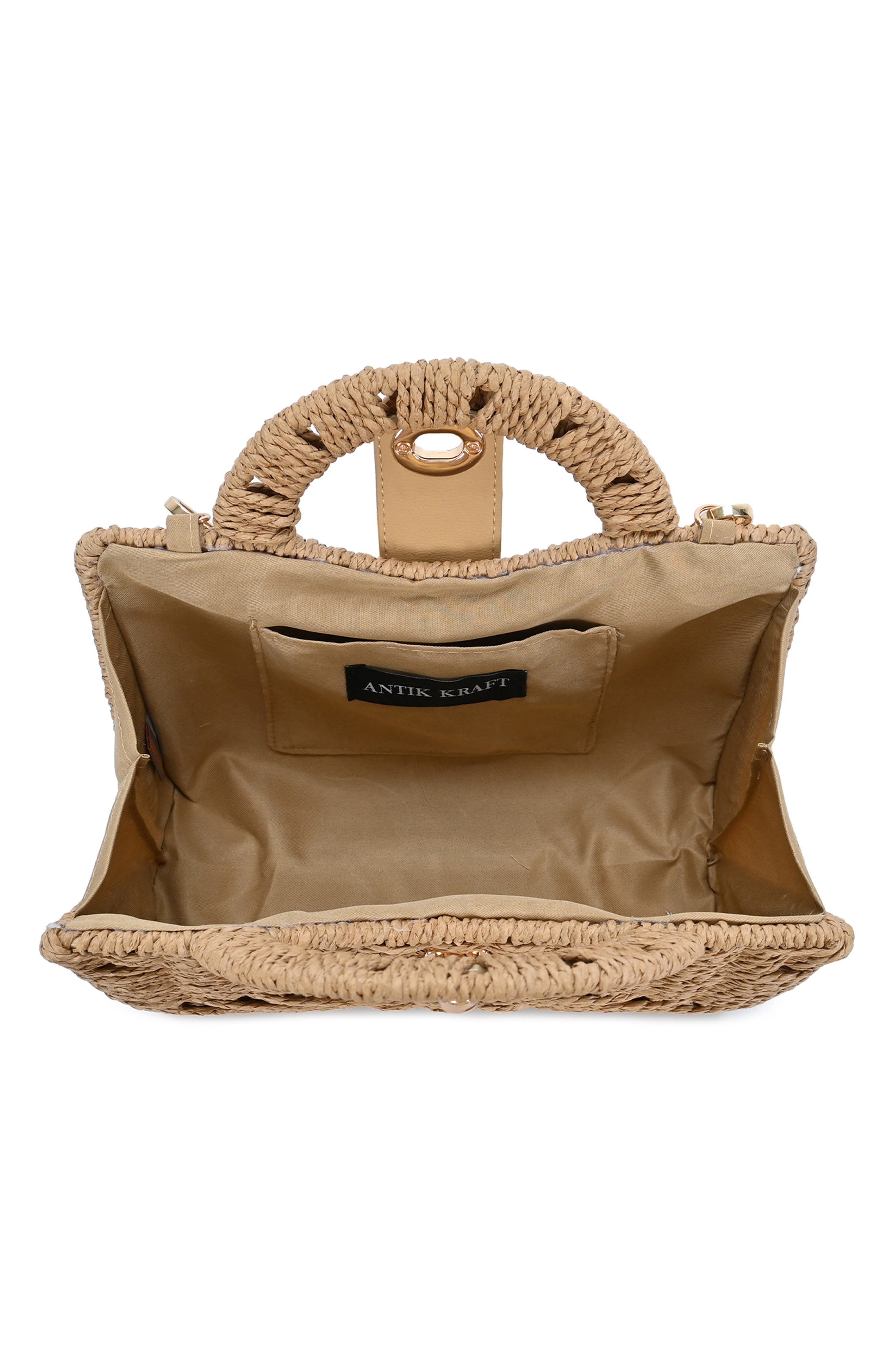 Structured Straw Mini Bag, Alternate, color, NATURAL