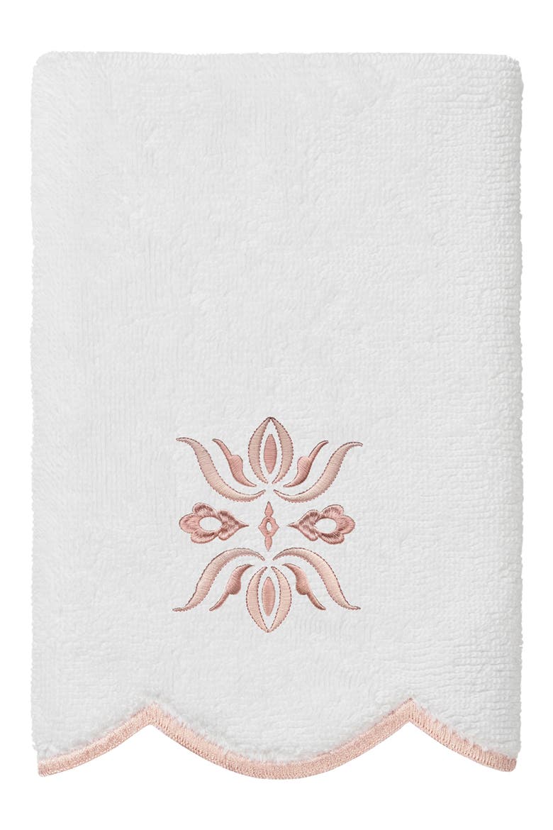 Flower Crest Scallop 6-Piece Bath Towel Set, Alternate, color, WHITE/ PINK