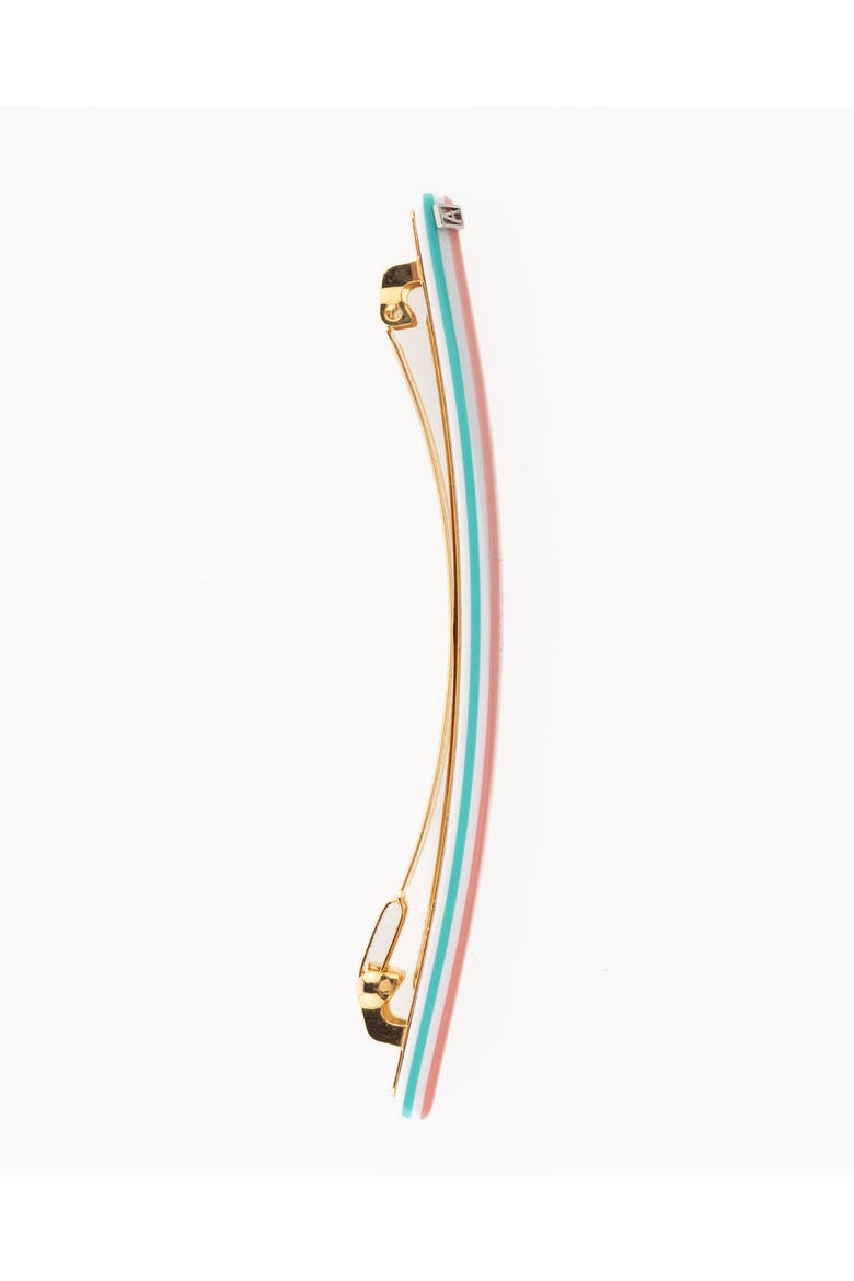 Thin Stripes Acetate Barrette, Alternate, color, Pink