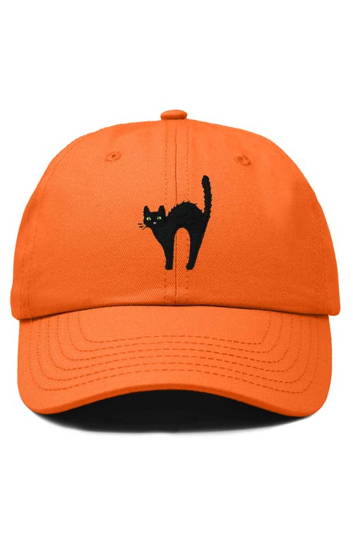 Dalix Black Cat Embroidered Casual Hat In Orange