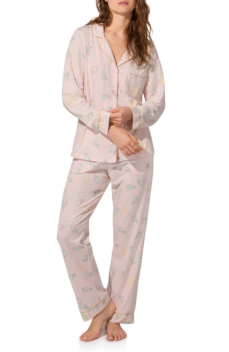 BedHead Pajamas Print Jersey Pajamas, Main, color, Oysters And Champagne