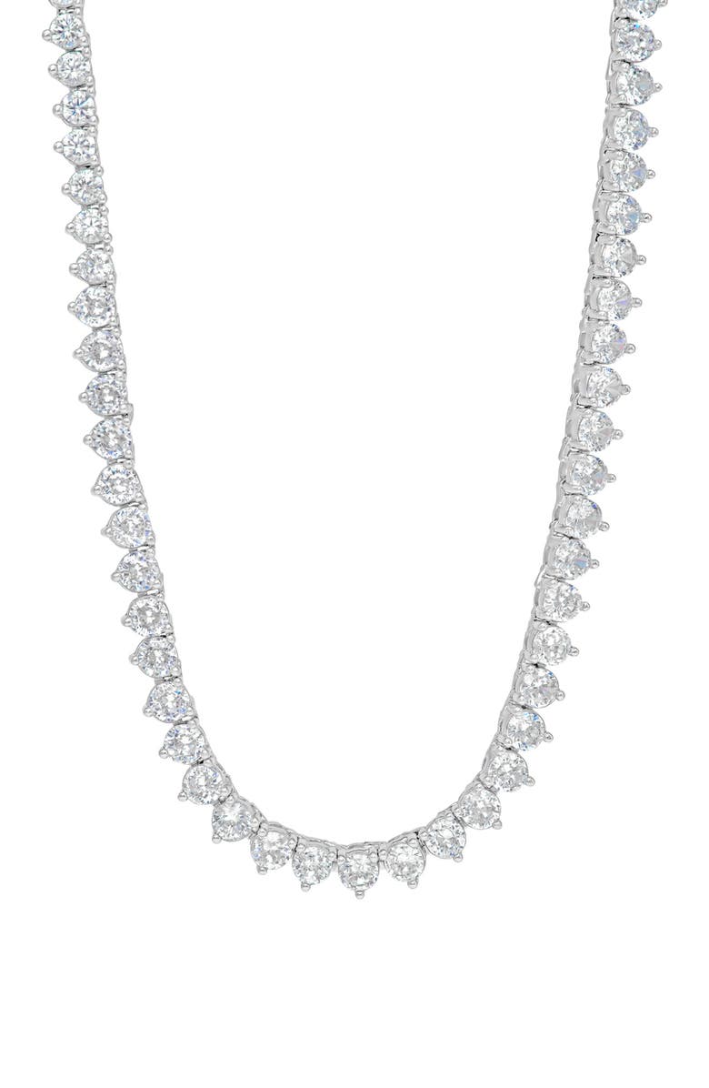 SHYMI Three Prong Round Tennis Necklace, Alternate, color, Silver