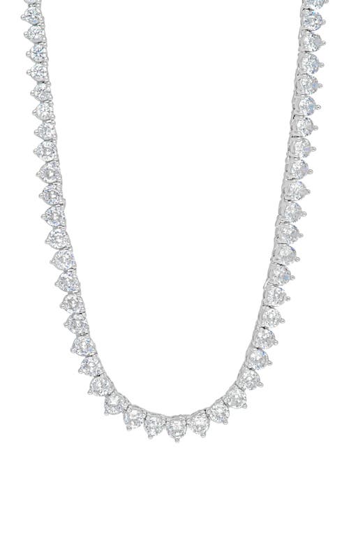 Shymi Three Prong Round Tennis Necklace In Silver