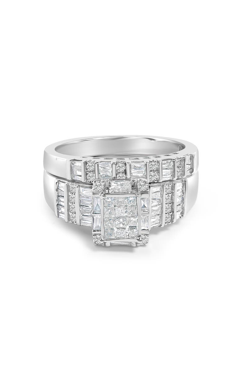 Haus of Brilliance Sterling Silver 1.0 Cttw Diamond Composite Head Bridal Engagement Ring Set, Main, color, Silver