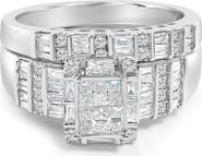 Haus of Brilliance Sterling Silver 1.0 Cttw Diamond Composite Head Bridal Engagement Ring Set