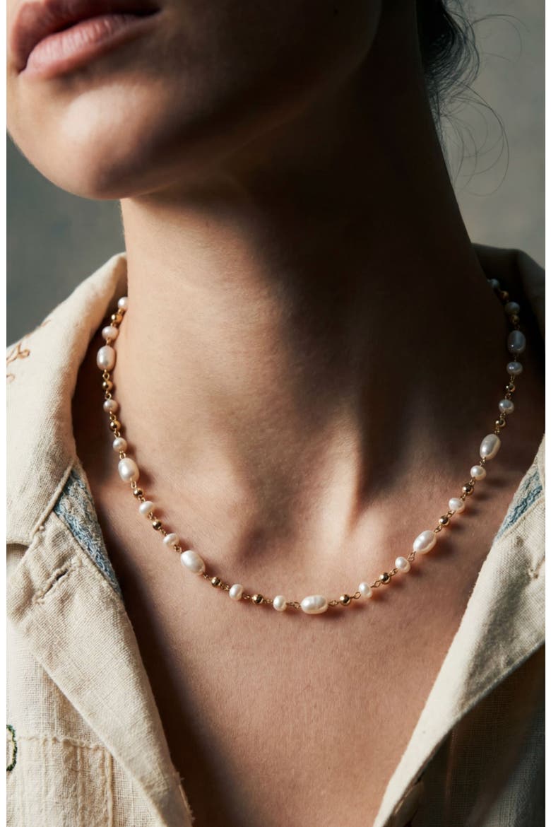 The Daylight Freshwater Pearl Necklace, Alternate, color, GOLD
