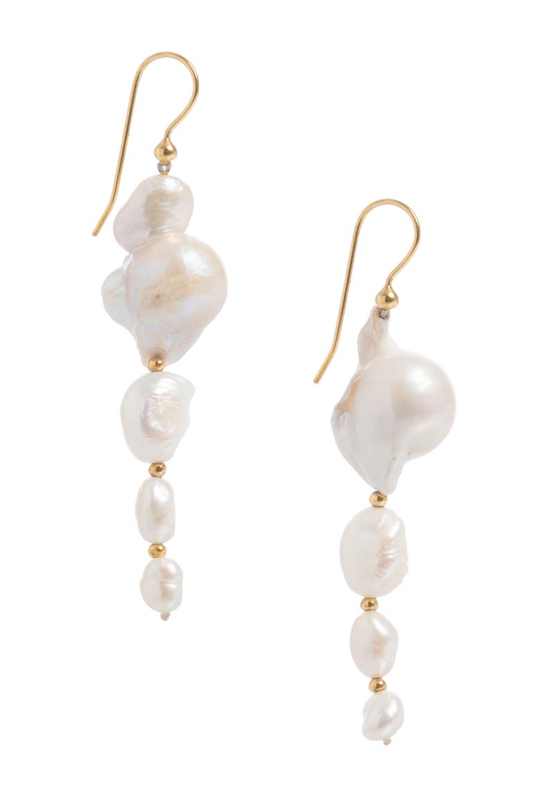 Large Baroque Pearl Drops, Main, color, Gold