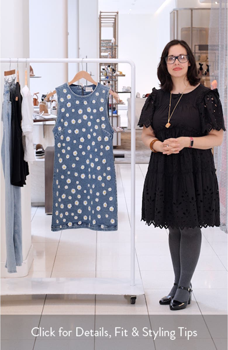 Wynell Daisy Embroidery Denim Minidress, sales video thumbnail