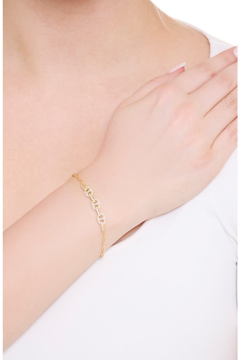 Cubic Zirconia Mariner Link Bracelet, Alternate, color, GOLD