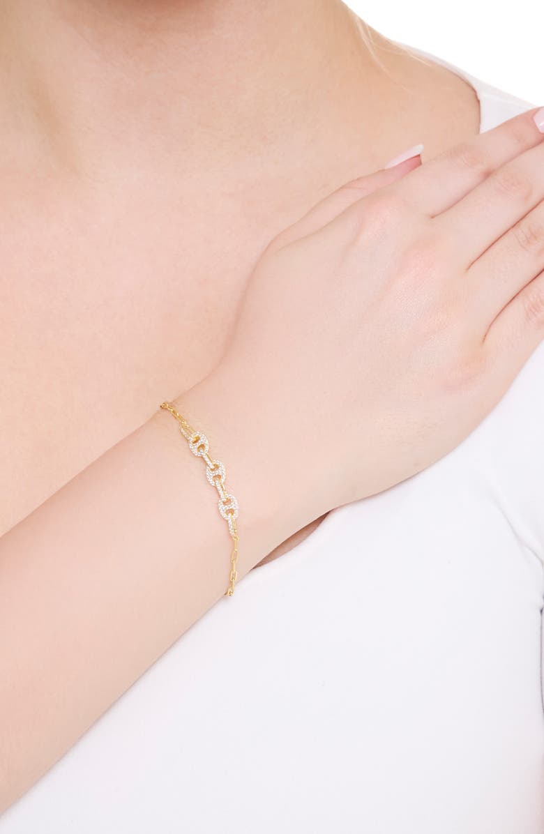 ATHRA LUXE Cubic Zirconia Mariner Link Bracelet, Alternate, color, Gold