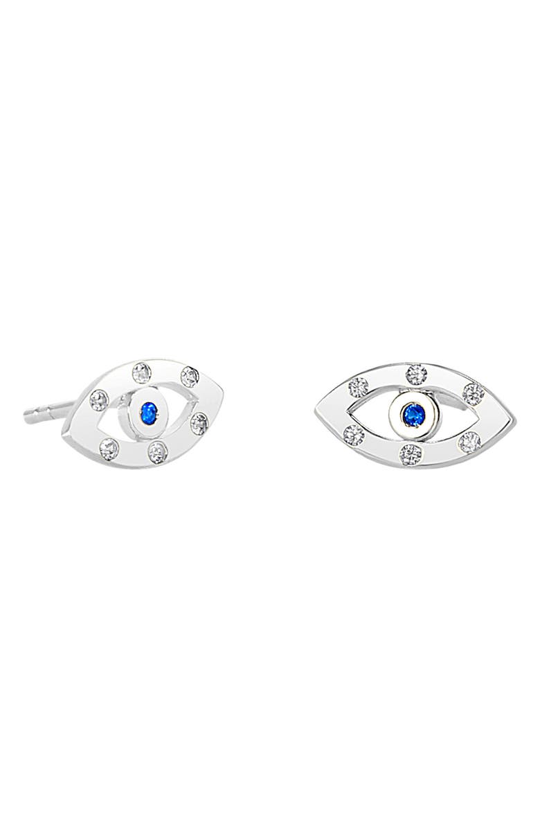 Liza Schwartz Sterling Silver Evil Eye CZ Stud Earrings, Main, color, 