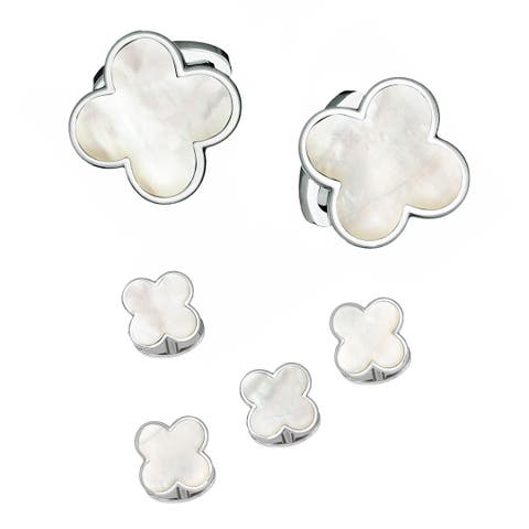 Four Leaf Clover Sterling Cufflinks & Studs