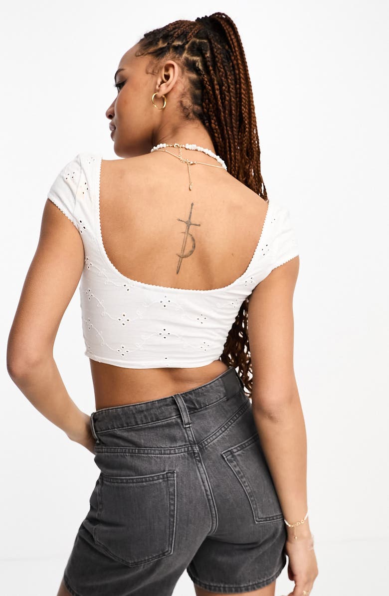 ASOS DESIGN Broderie Anglaise Cotton Corset Top, Alternate, color,