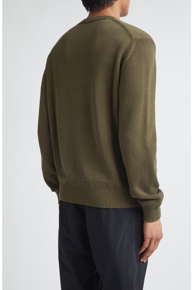 Logo Patch Cotton Crewneck Sweater, Alternate, color, AMBER TONED OLIVE