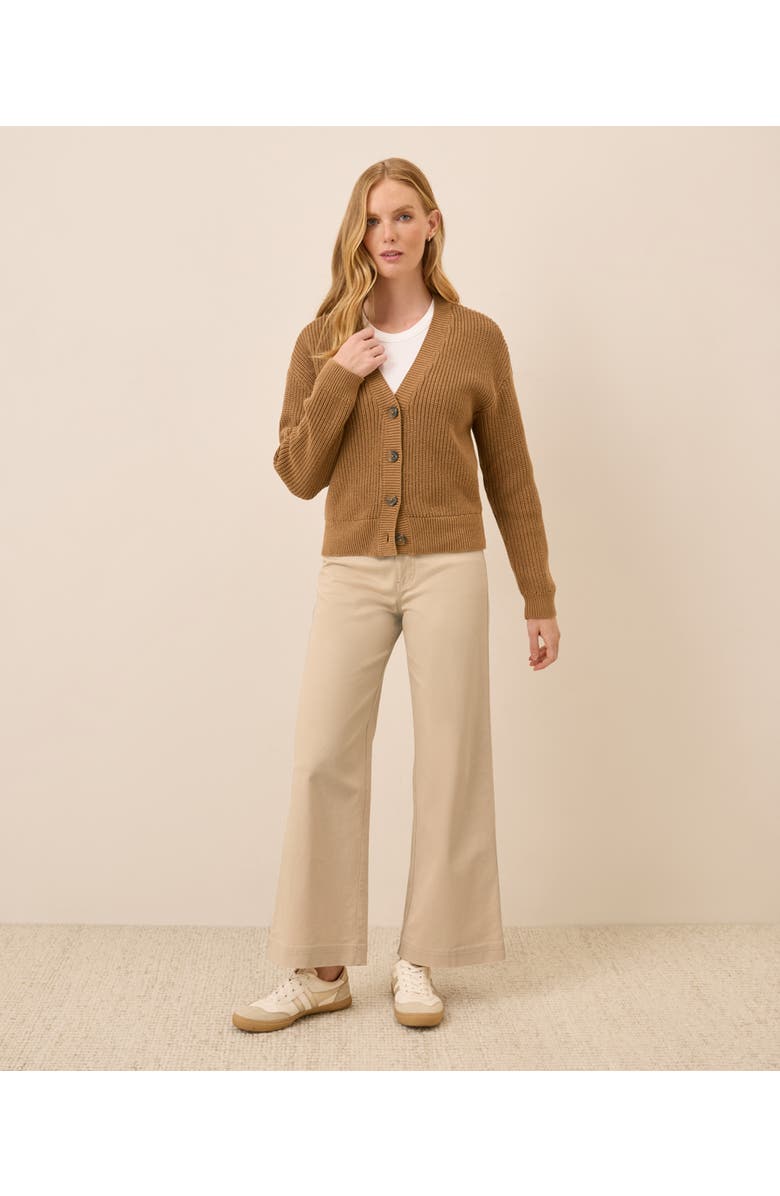 Pact Luxe Knit Cropped Cardigan, Alternate, color, Brown Sugar Heather
