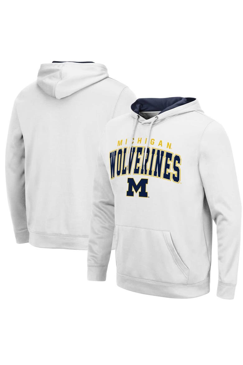 Men's Colosseum White Michigan Wolverines Resistance Pullover Hoodie, Main, color, White