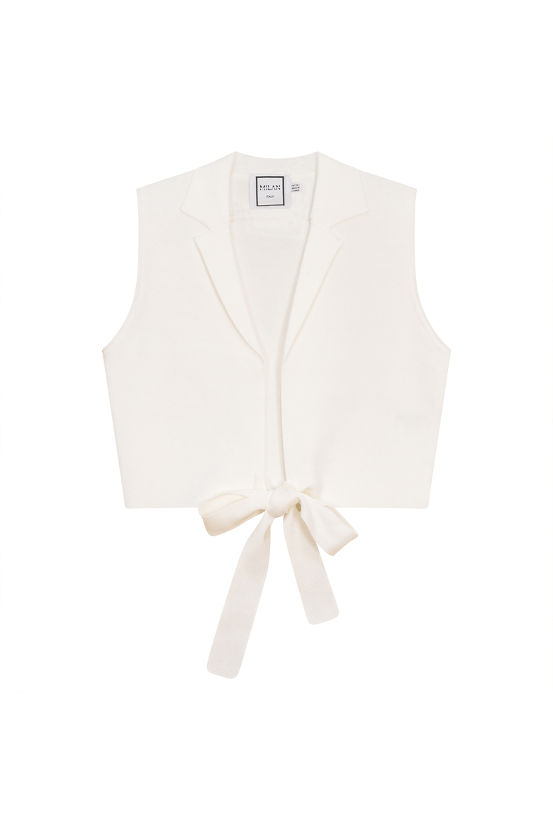 Cropped Wrap Belted Soft Knit Vest, Main, color, Off White