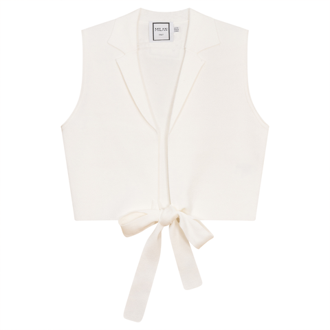 Cropped Wrap Belted Soft Knit Vest