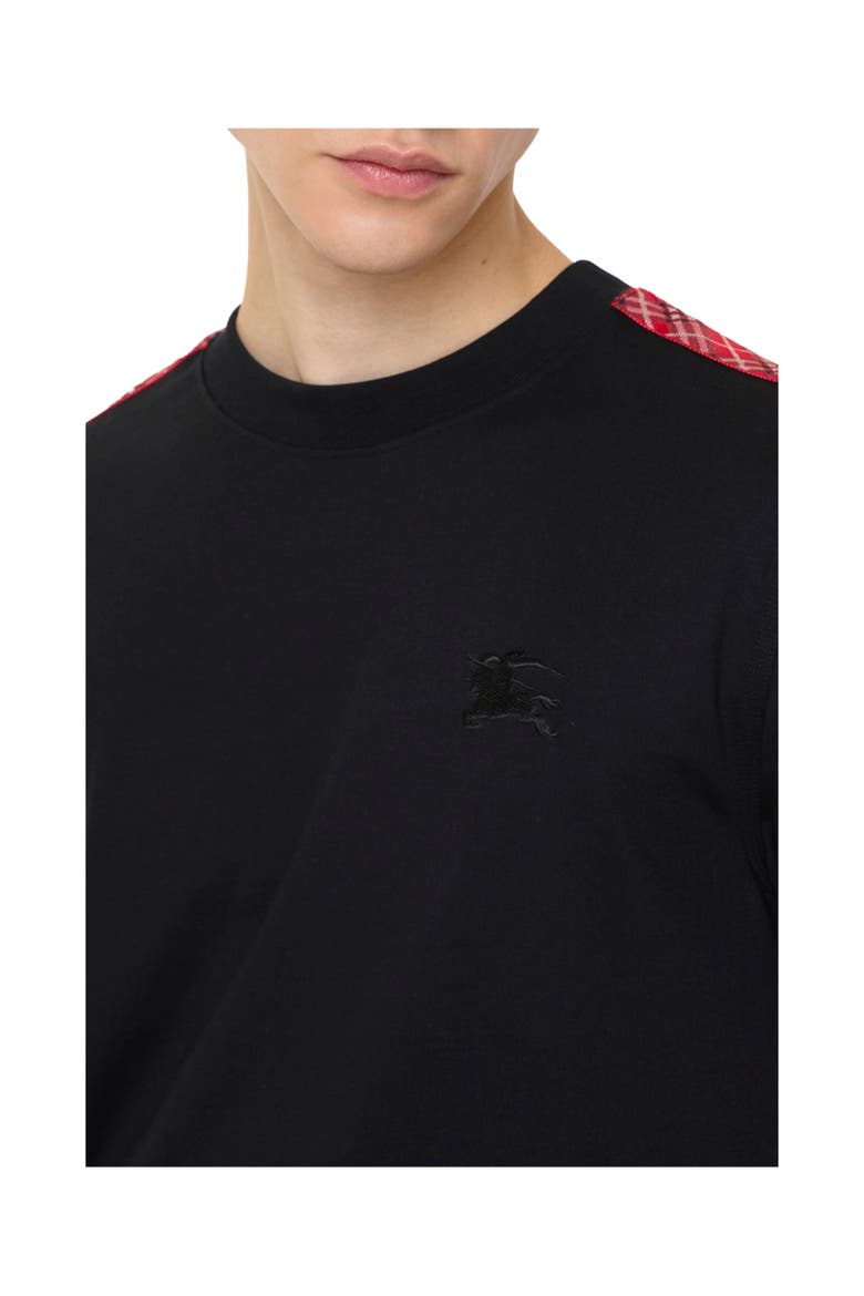 Check Trim Cotton T-shirt, Alternate, color, Black