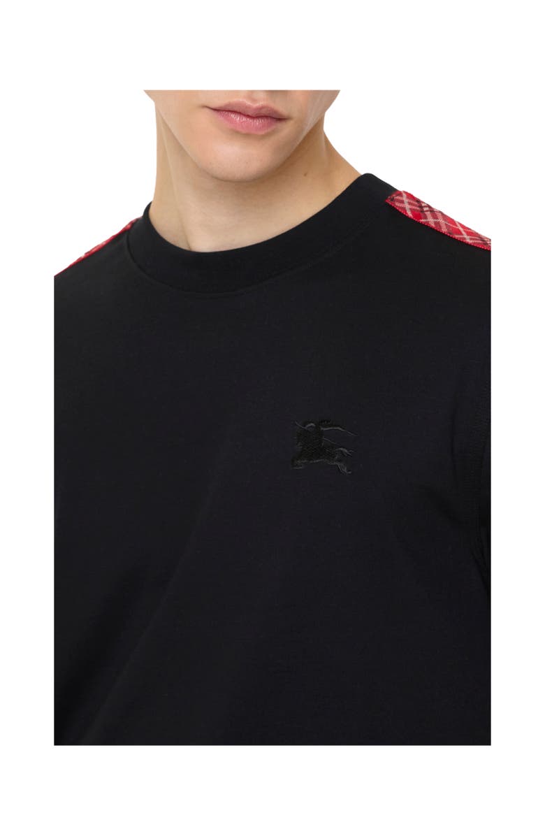 Burberry Check Trim Cotton T-shirt, Alternate, color, Black