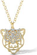 Jessica Simpson Gold-Tone Tiger Pendant Necklace with Rhinestones