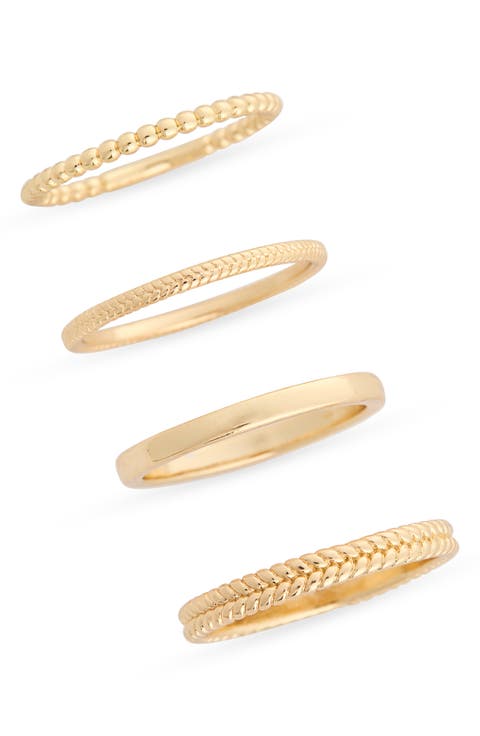Set of Four Textured Rings
