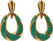 MADISON BEVERLY HILLS Vintage 1970s Green Enamel Oval Earrings