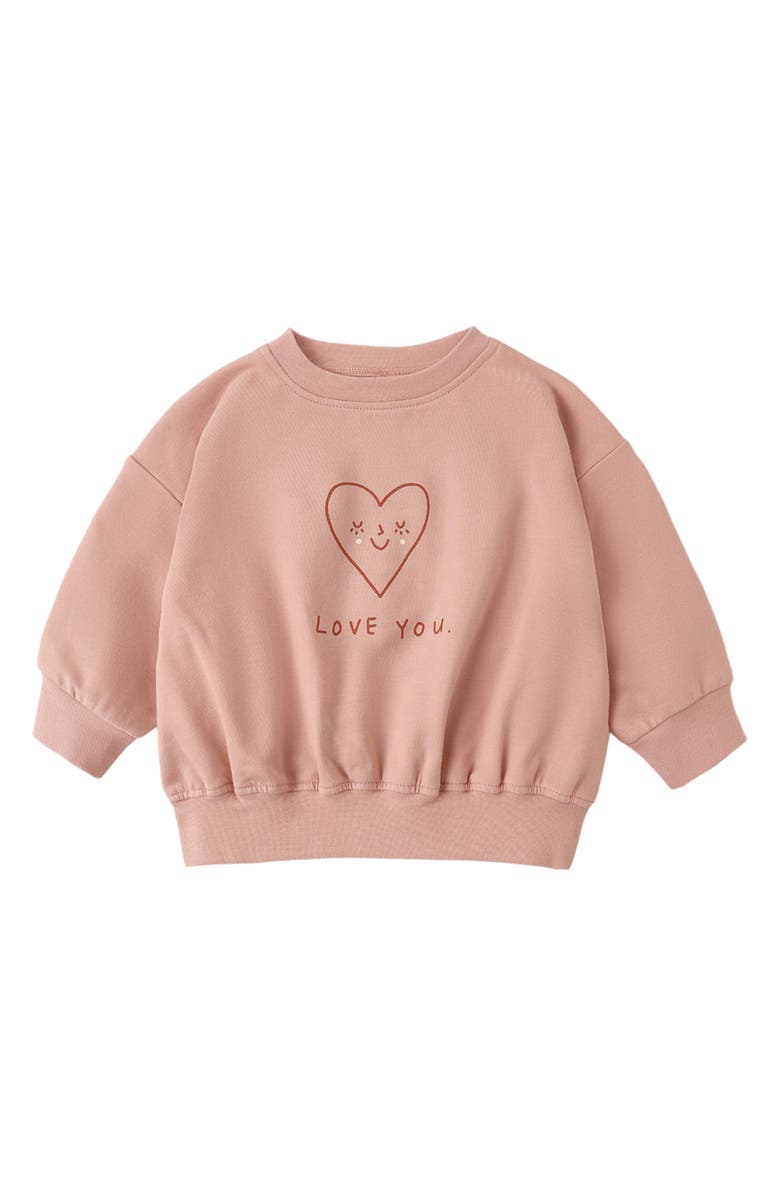 QUINCY MAE Heart Cotton Graphic Sweatshirt, Main, color, Pink