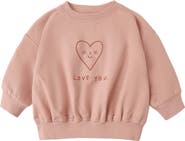 QUINCY MAE Heart Cotton Graphic Sweatshirt