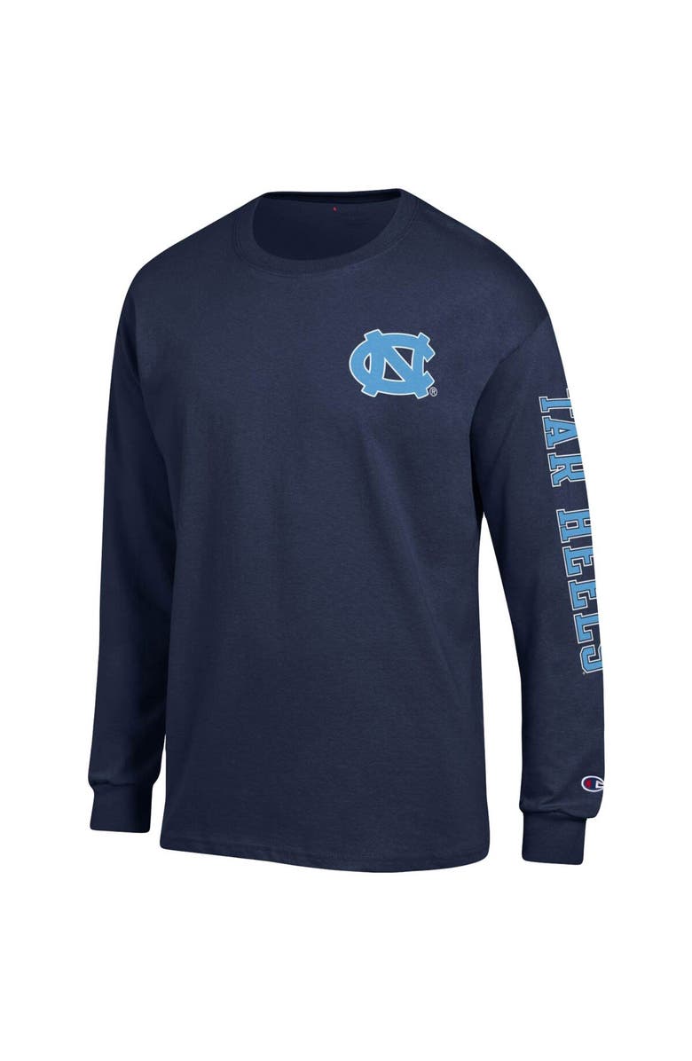 Champion Men's Champion Navy North Carolina Tar Heels Team Stack Long Sleeve T-Shirt, Alternate, color, 