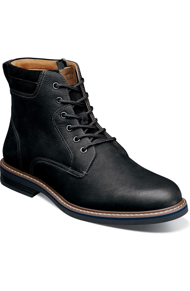 Florsheim Norwalk Plain Toe Lace-Up Boot, Main, color, Black