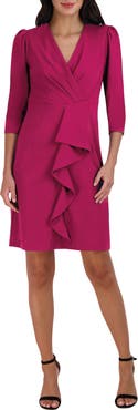 Julia Jordan Cascade Ruffle Crepe Sheath Dress