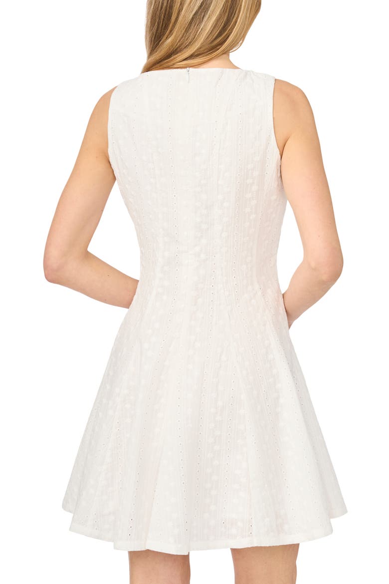 Fit and Flare Sleeveless Cotton Eyelet Dress, Alternate, color, WHITE