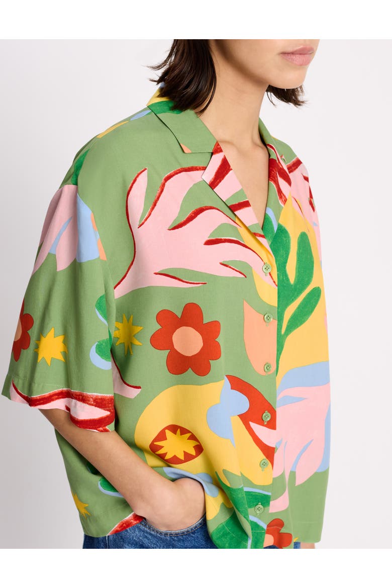 Short Sleeve Relaxed Collar Resort Shirt, Alternate, color, Green