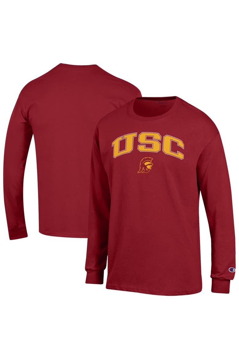Men's Champion  Cardinal USC Trojans Arch Over Logo Long Sleeve T-Shirt, Main, color, Cardinal