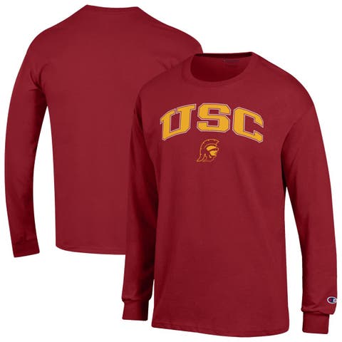 Men's Champion  Cardinal USC Trojans Arch Over Logo Long Sleeve T-Shirt