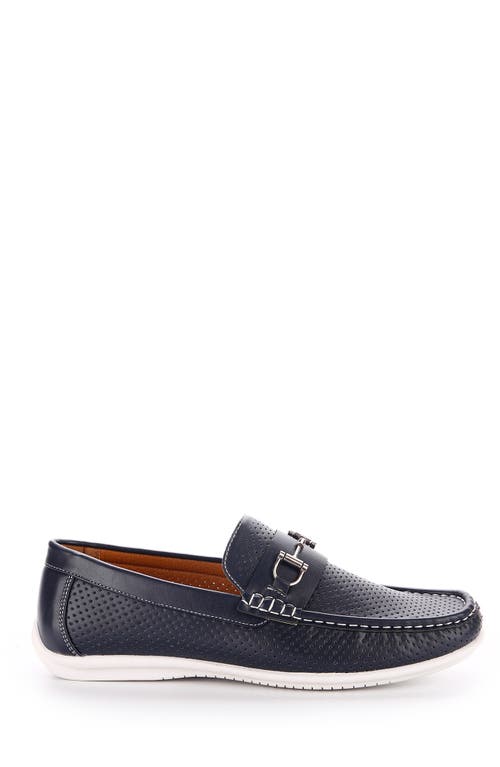 Aston Marc Perforated Bit Loafer In Navy