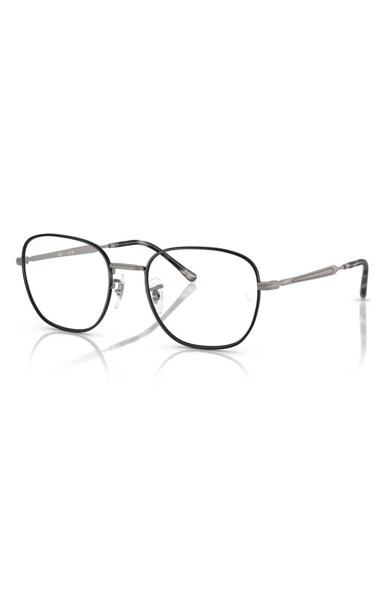 Ray-Ban 51mm Square Optical Glasses, Alternate, color, Gunmetal