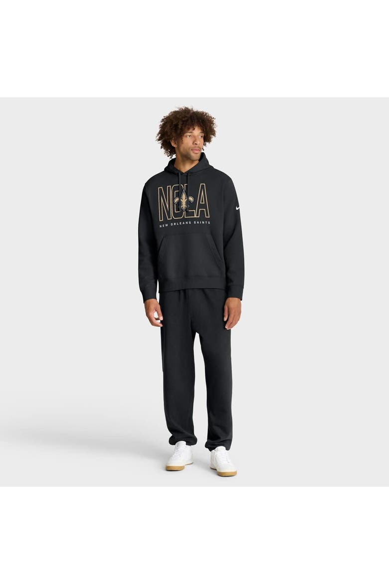 Men's Nike Black New Orleans Saints Busted Play Club Fleece Pullover Hoodie, Alternate, color, Black