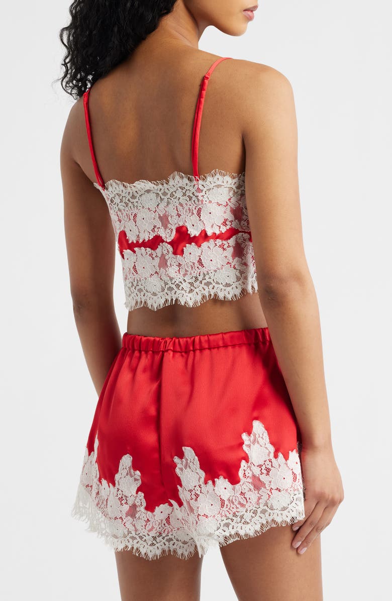 KITTENISH Eyelash Lace Satin Camisole, Alternate, color, Poppy Red