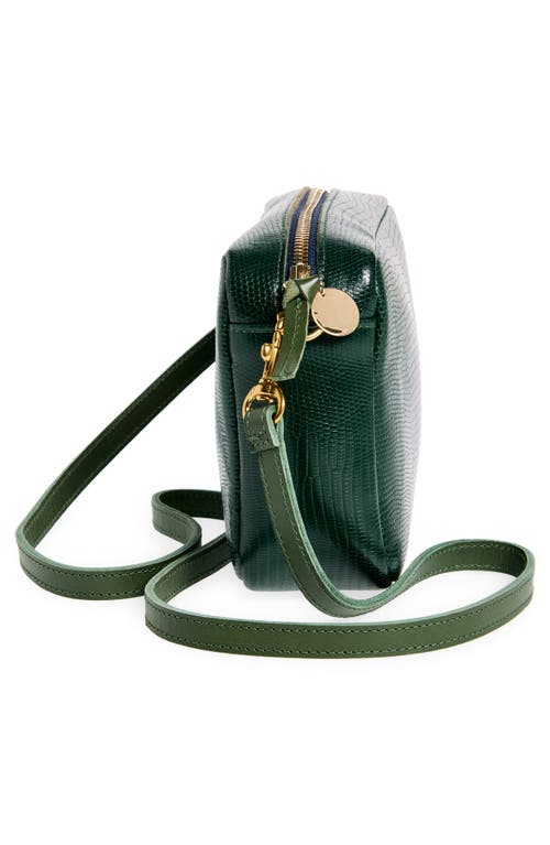 Shop Clare V . Midi Sac Lizard Embossed Leather Crossbody Bag In Forest Lizard