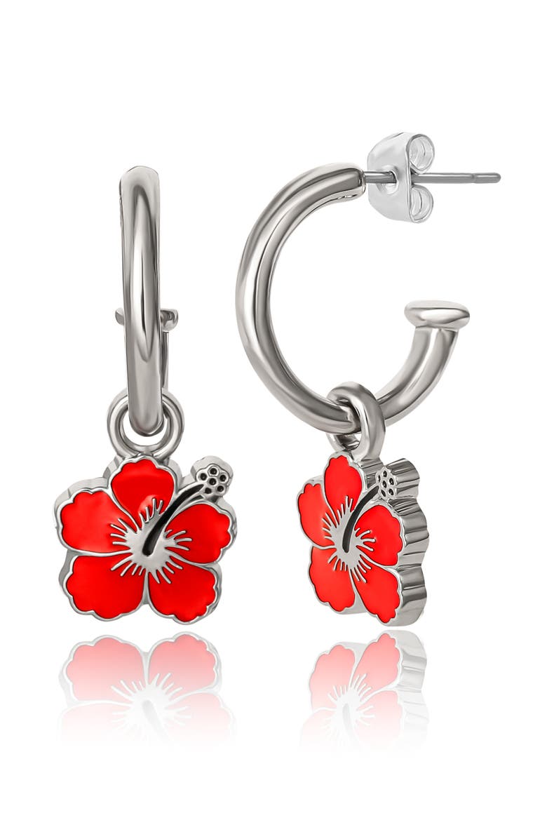 Disney Lilo & Stitch Jewelry Set, Flower Charm Hoop Earrings, 16+3" Necklace, Alternate, color, Multicolor