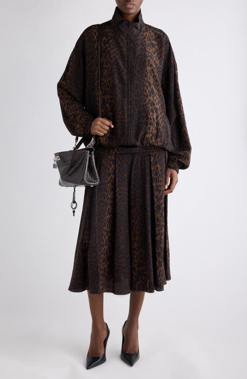 Balenciaga Oversize Leopard Print Tracksuit Top In Brown