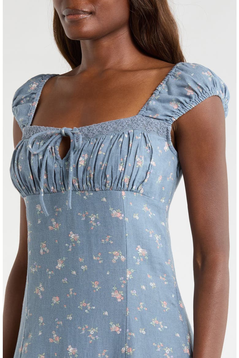 Sweetheart Cap Sleeve Midi Dress, Alternate, color, NAVY FLORAL