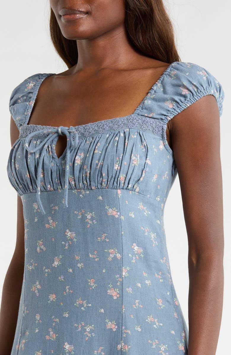Lucky Brand Sweetheart Cap Sleeve Midi Dress, Alternate, color, Navy Floral