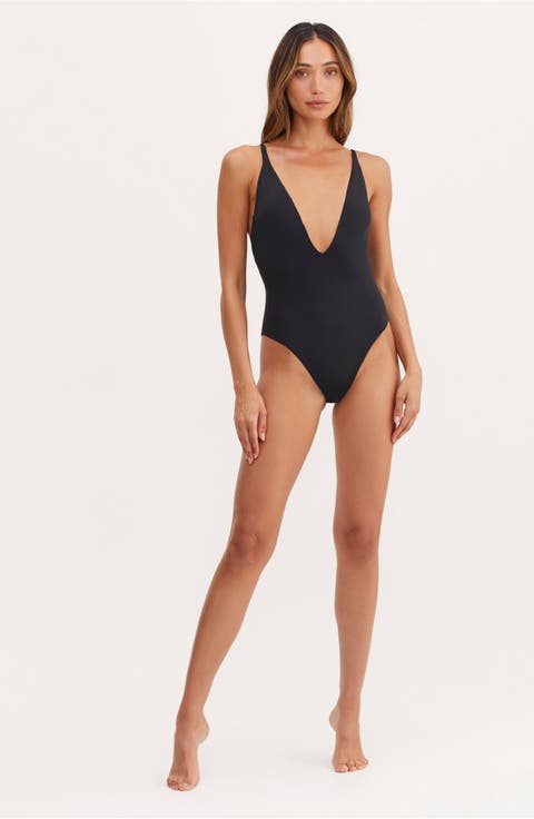 Timeless Chic Aria Deep Plunge Open Back One Piece