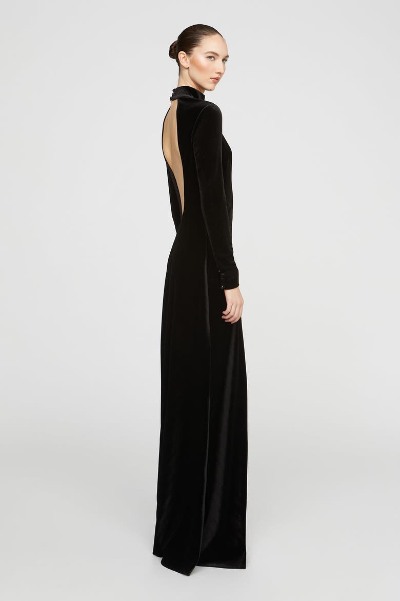 Kaia Velvet Gown, Alternate, color, Black