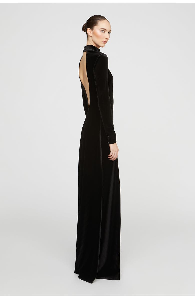 HALSTON Kaia Velvet Gown, Alternate, color, Black