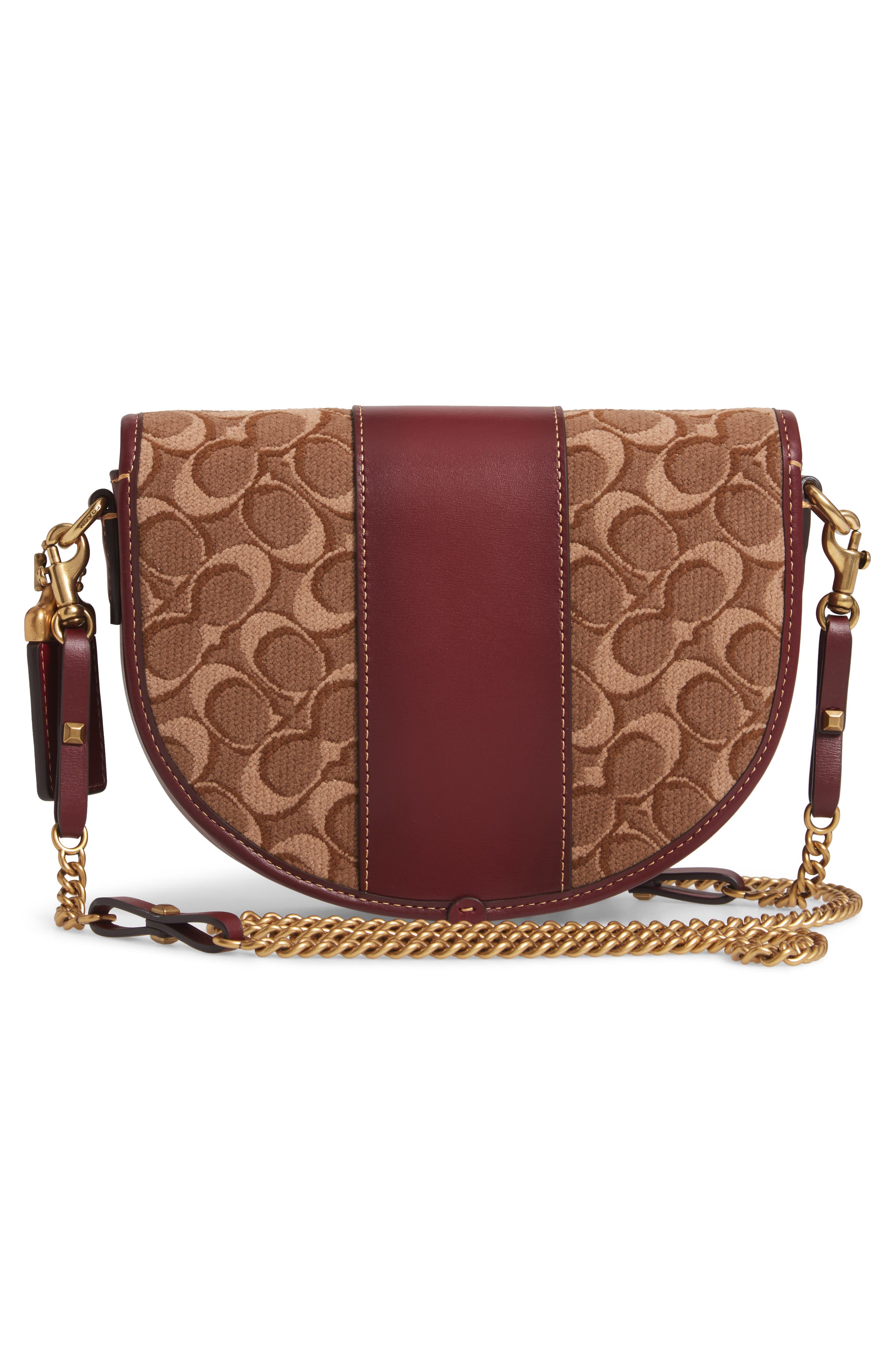 COACH Saddle 20 Signature Jacquard & Leather Crossbody Bag, Alternate, color, 